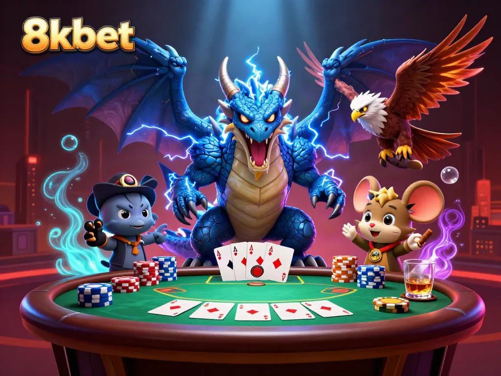 Engage in thrilling gameplay with 8xbet amidst dramatic poker action and vibrant casino elements.