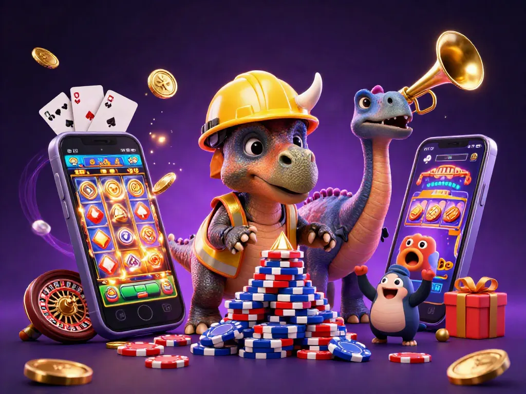 ZBET showcases an interactive casino scene with vibrant characters building poker chips and celebrating wins.