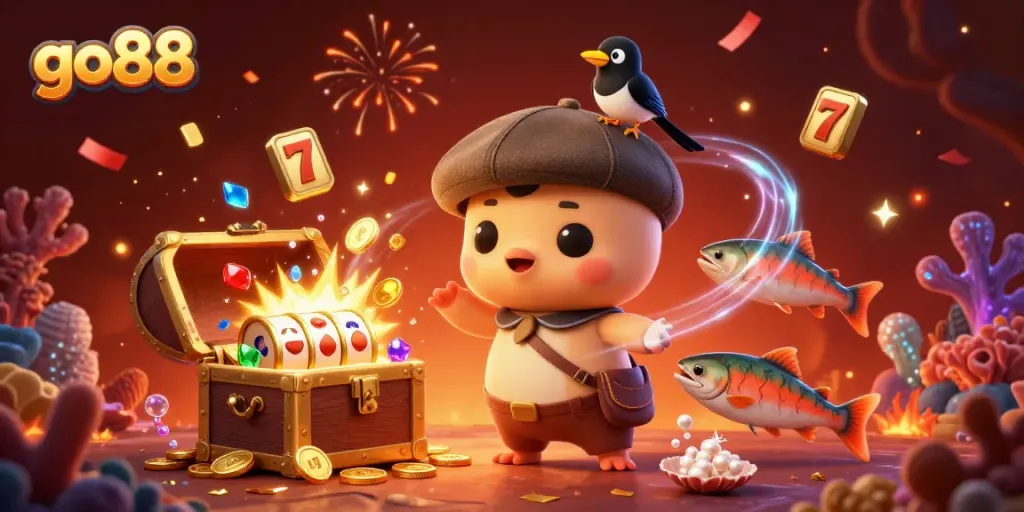 Experience the excitement of go88 with playful characters and vibrant casino elements.