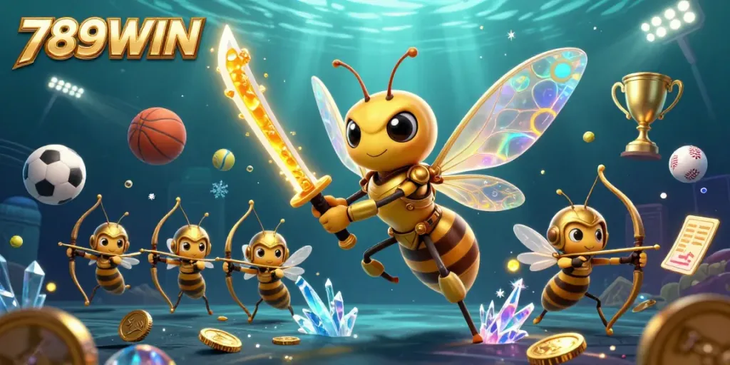 Win big at 789WIN with thrilling gameplay featuring a samurai hornet and dynamic sports elements.