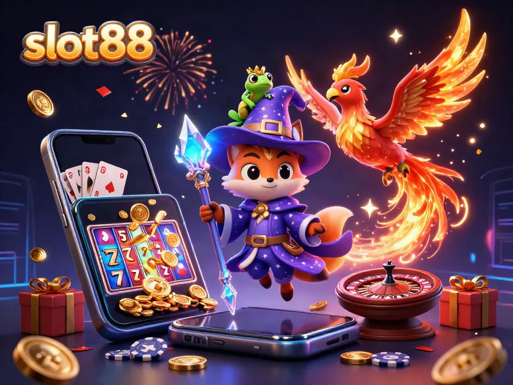 Experience thrilling gameplay with slot88 featuring a mystical wizard, phoenix, and enchanting elements.