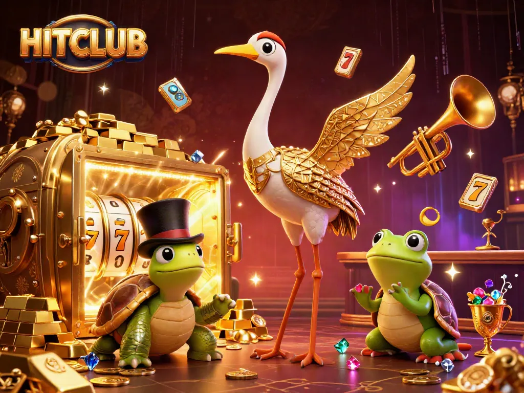 Experience HITCLUB with vibrant slot reels and exciting gaming elements bringing life to the scene.