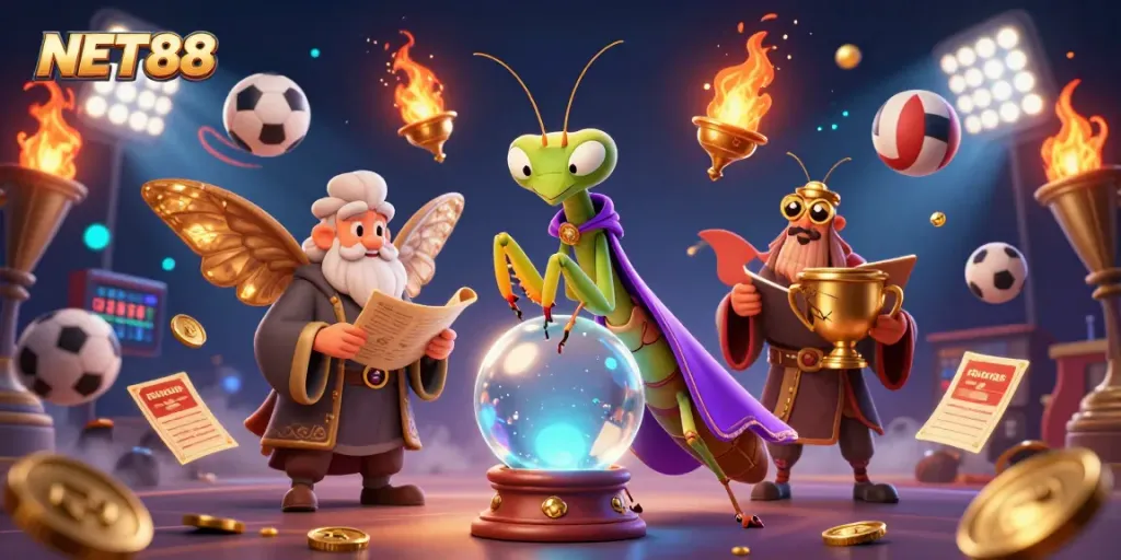 Experience thrilling sports betting at NET88 with immersive casino elements and vibrant illustrations.