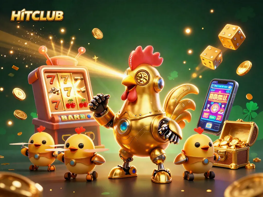Experience the excitement of HITCLUB with vibrant slot machines and laser-eyed characters!
