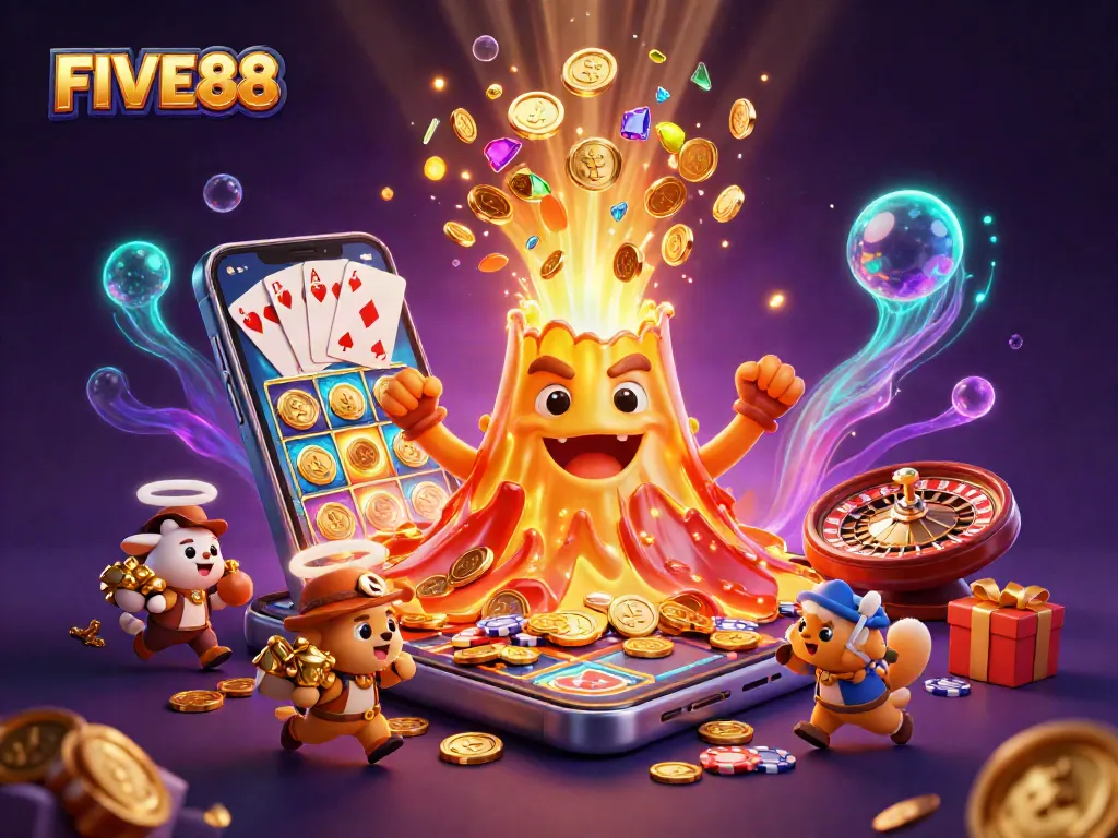 Experience the thrill of FIVE88 casino gaming with a vibrant eruption of treasure and excitement!