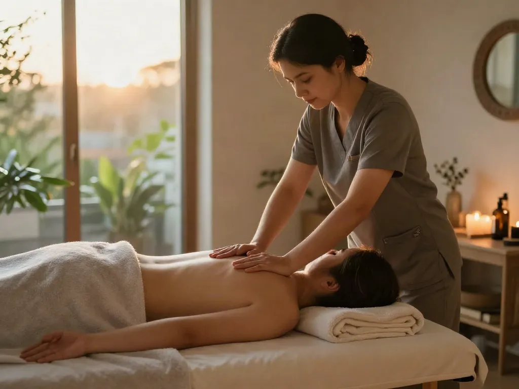 Experience luxurious 광명출장마사지 in a serene home spa setting.