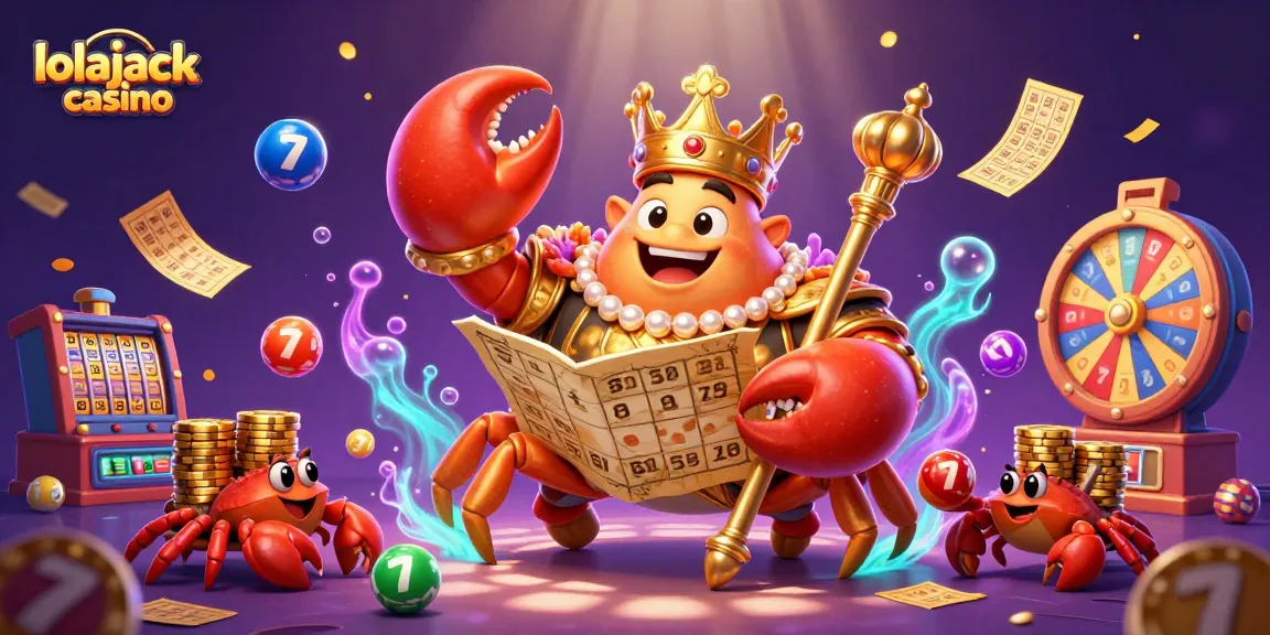 Experience the thrill of lolajack casino with a royal crab emperor in a dynamic gaming scene.
