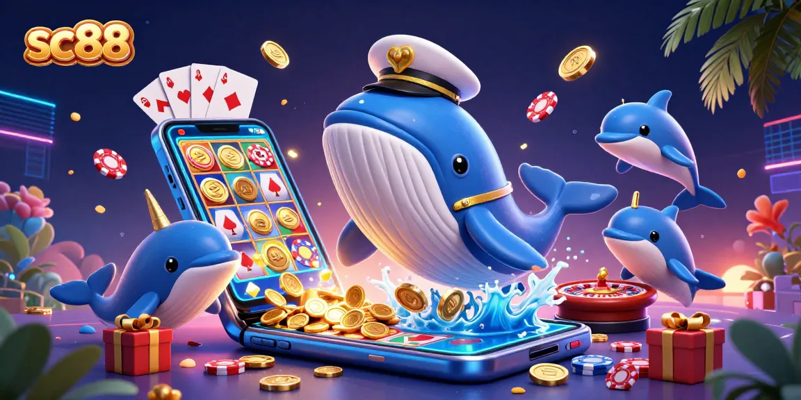 Engage with sc88's thrilling games in this vibrant 3D illustration featuring exciting casino elements and characters.