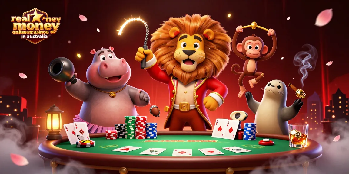 Experience the excitement of real money online casinos in Australia with vibrant casino-themed illustration.