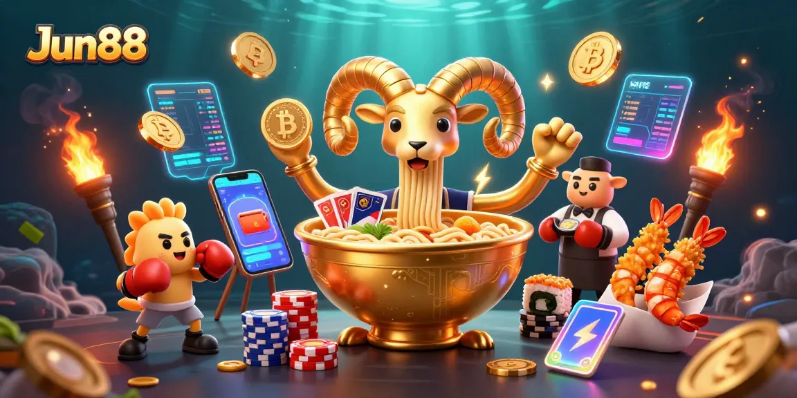 Join Jun88 for thrilling casino action with vibrant characters and crypto elements.