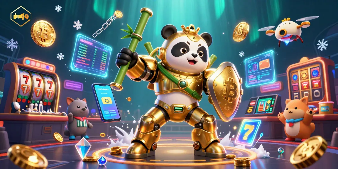 Experience thrilling gameplay at rr99 with a mech-suit panda battling in a vibrant casino arena.