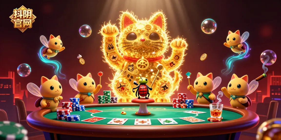 Experience the lively 抖阴官网 world with golden fireflies and casino symbols in a dynamic 3D scene.