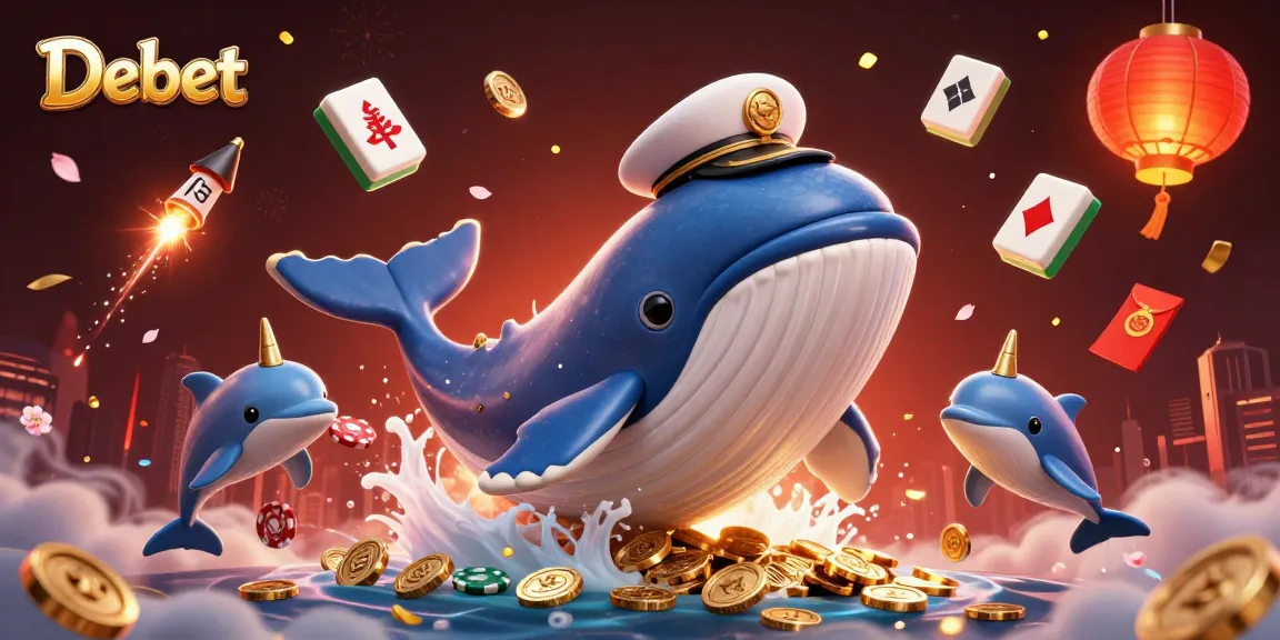 Debet immerses players in a vibrant casino world with whales, coins, and poker action.