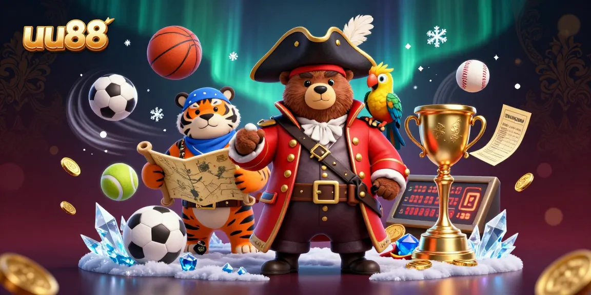 uu88 engages players in a vibrant gambling scene with pirate characters and dynamic sports elements.