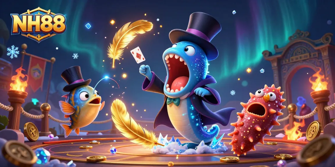 Experience magical card tricks with NH88 in an underwater casino adventure featuring animated sea creatures.