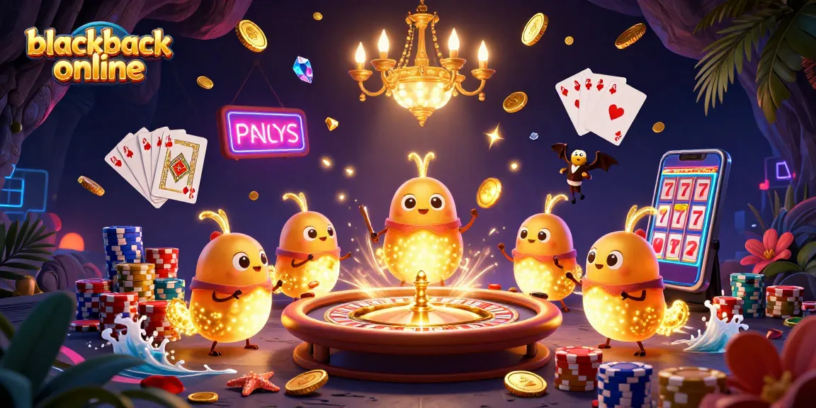 Experience thrilling blackjack online with glowworms illuminating a vibrant cave casino scene.